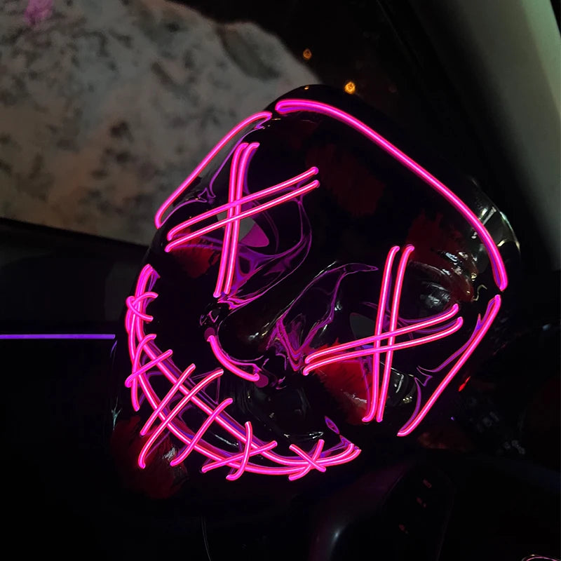 Wireless LED Glow-in-the-Dark Full-Face Mask — 10 Colors, 4 Light Modes