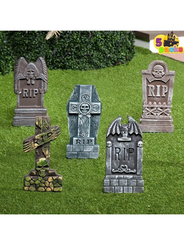 17" Foam Graveyard Tombstones (12-Pack) — Halloween Yard Decoration