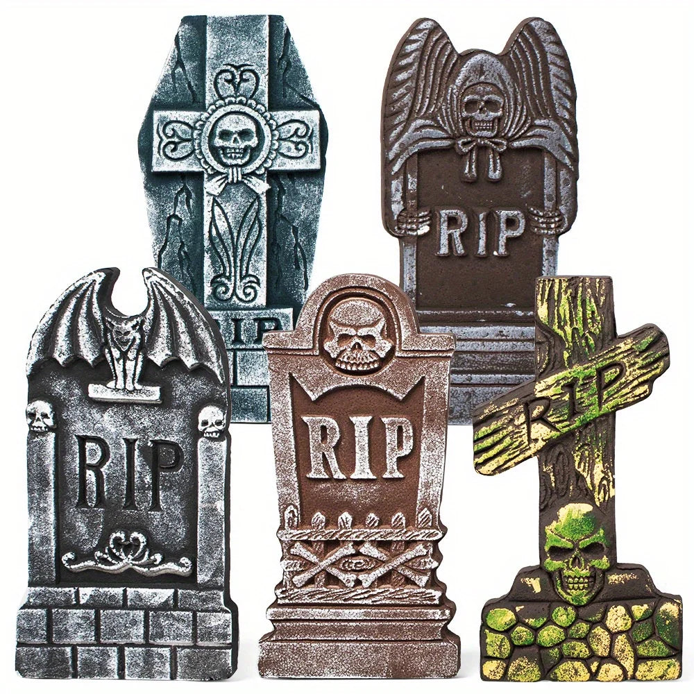 17" Foam Graveyard Tombstones (12-Pack) — Halloween Yard Decoration