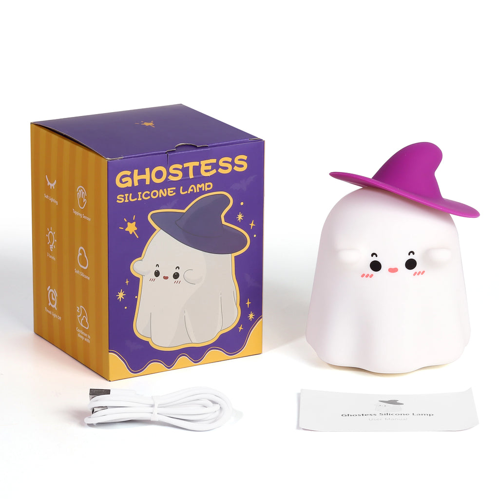 Ghostess Silicone Night Lamp — Witch Ghost & Pumpkin, USB Rechargeable