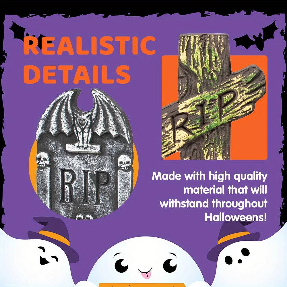 17" Foam Graveyard Tombstones (12-Pack) — Halloween Yard Decoration