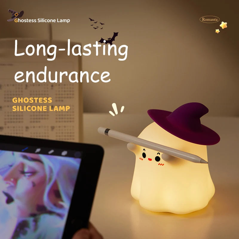 Ghostess Silicone Night Lamp — Witch Ghost & Pumpkin, USB Rechargeable