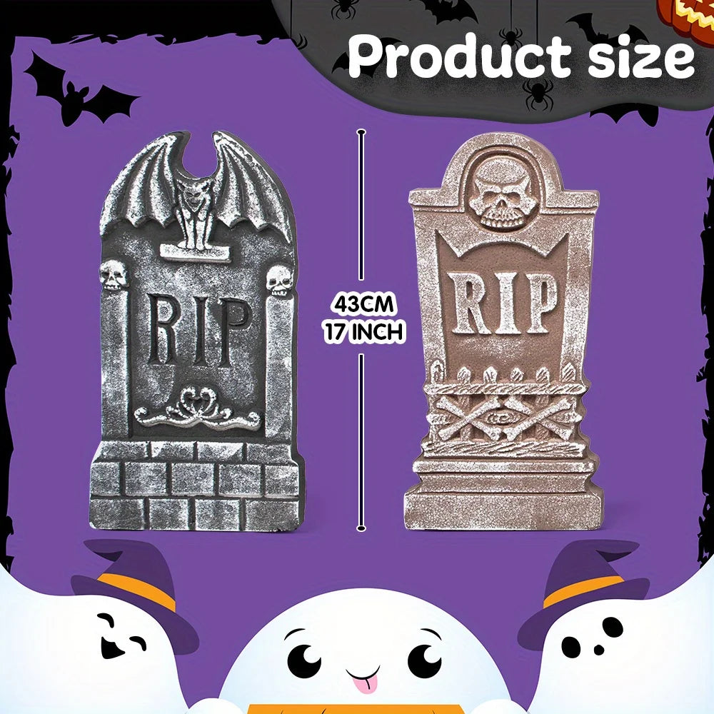 17" Foam Graveyard Tombstones (12-Pack) — Halloween Yard Decoration