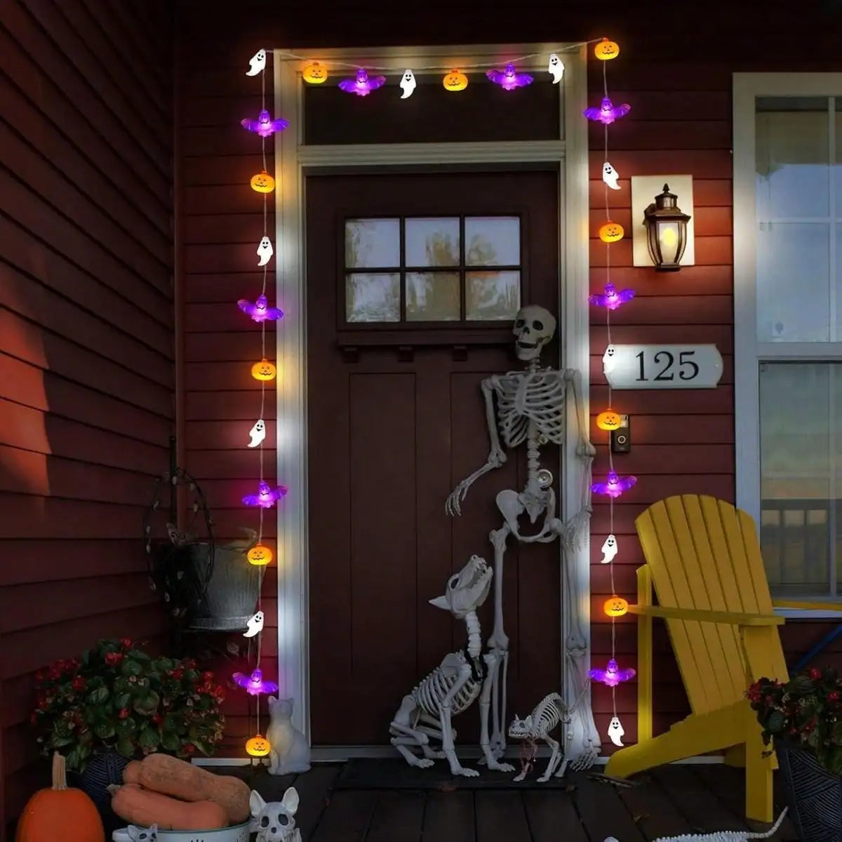 Halloween Pumpkin, Ghost & Bat LED String Lights — Battery Powered