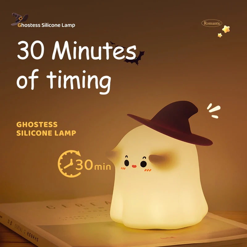 Ghostess Silicone Night Lamp — Witch Ghost & Pumpkin, USB Rechargeable