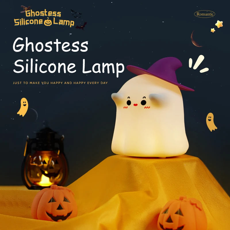 Ghostess Silicone Night Lamp — Witch Ghost & Pumpkin, USB Rechargeable