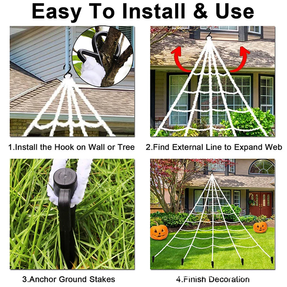 5M Giant Spider Web Halloween Decoration — Stretchy Triangle Web