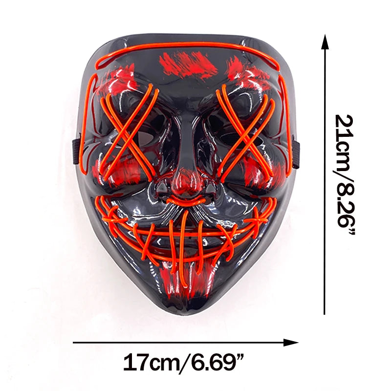 Wireless LED Glow-in-the-Dark Full-Face Mask — 10 Colors, 4 Light Modes