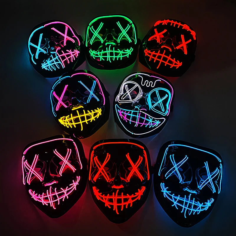 Wireless LED Glow-in-the-Dark Full-Face Mask — 10 Colors, 4 Light Modes