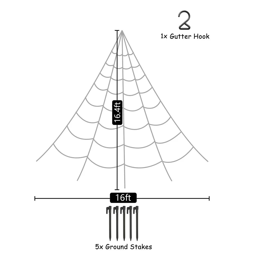 5M Giant Spider Web Halloween Decoration — Stretchy Triangle Web